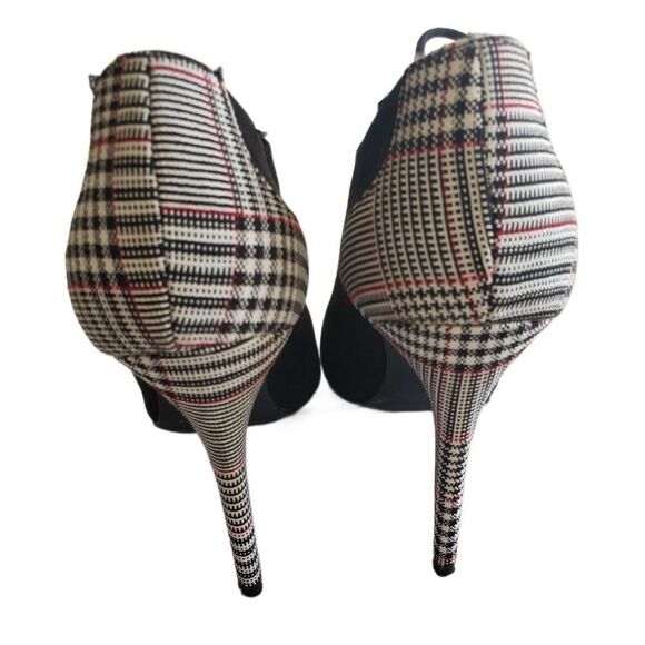 Just Fab Black & Flannel Print Heeled Ankle Boots - Picture 5 of 8